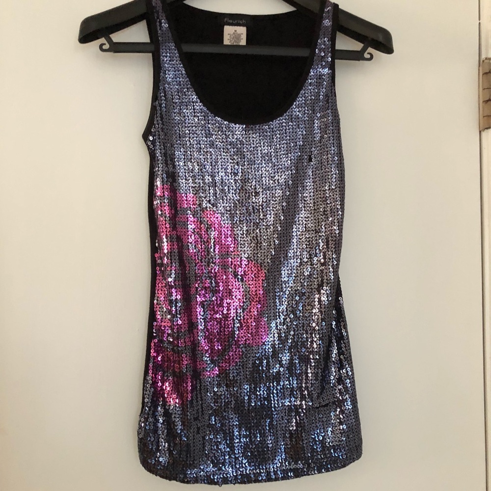 Totally cute sequined rose tank